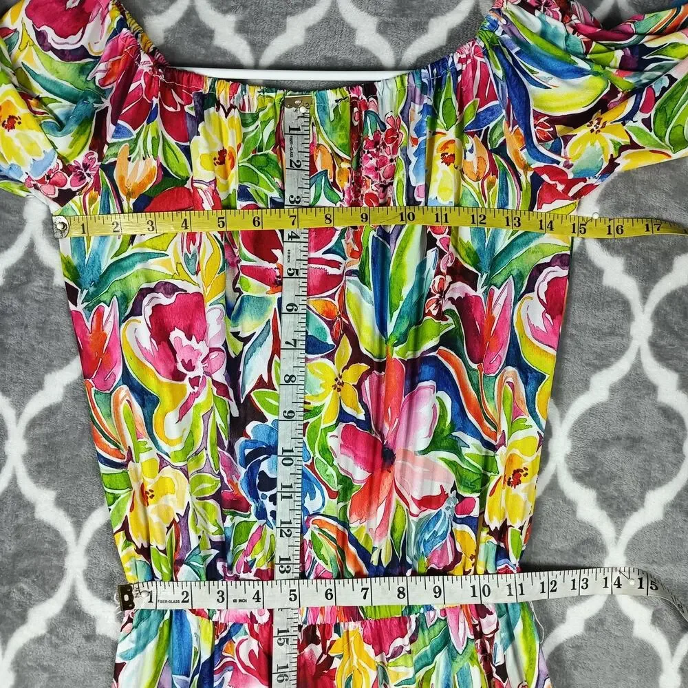 Alexia Admor Dress Size XS Floral Off Shoulder Maxi Boho Tiered Resort - Picture 5 of 11